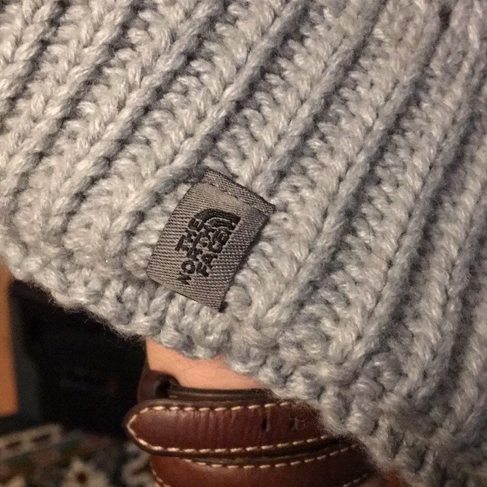 Gray Knit North Face Beanie